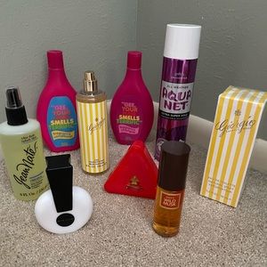 Lot of 9 new nostalgic 70s and 80s fragrances and beauty products